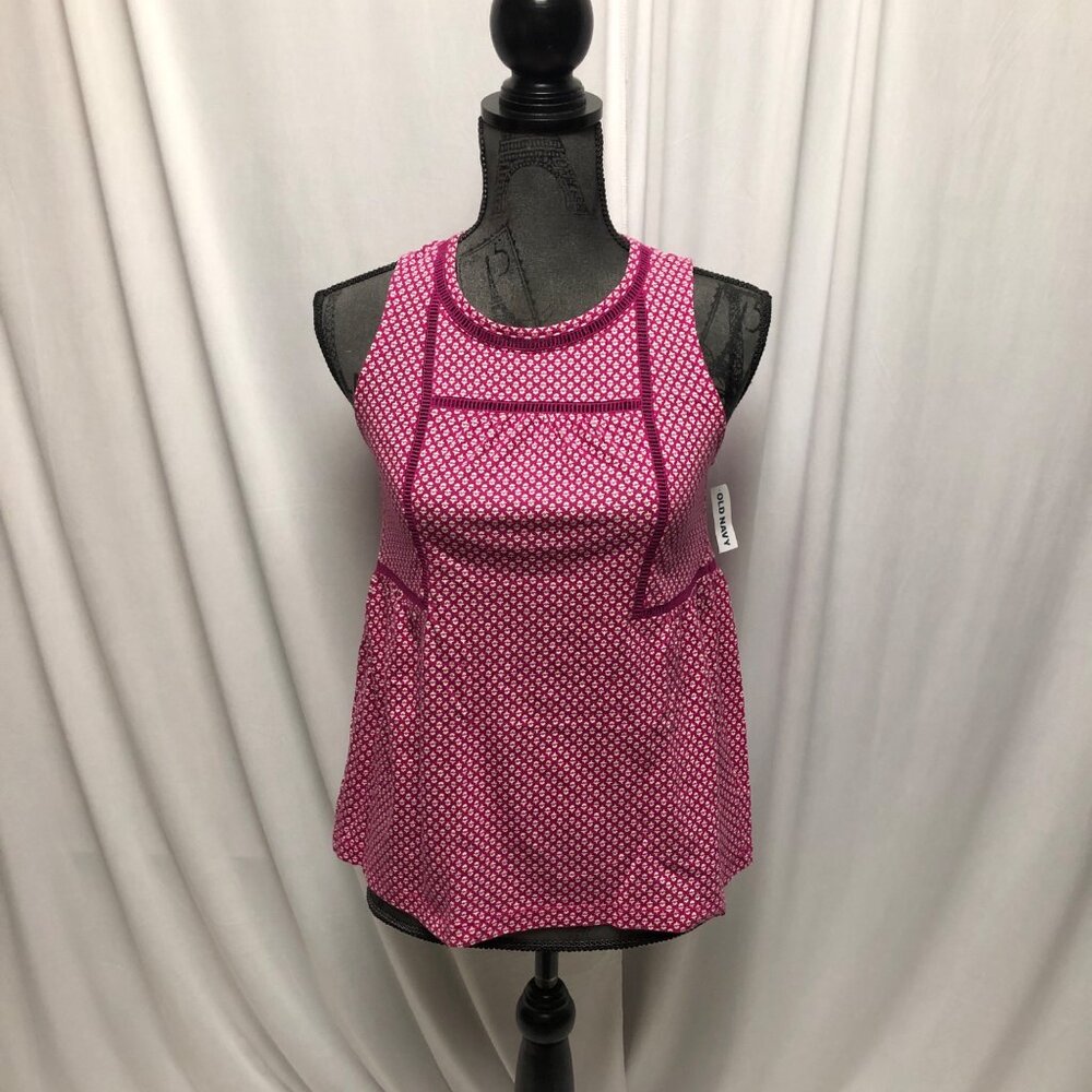 Old Navy Sleeveless Tank Top Womens Size XS Fuchsia Pink Keyhole Back Casual NEW